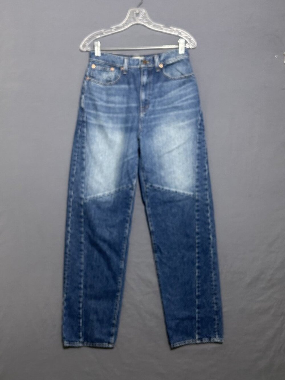 Madewell Baggy Tapered Jeans Womens 26 Blue Denim Fanwell Wash Two Tone